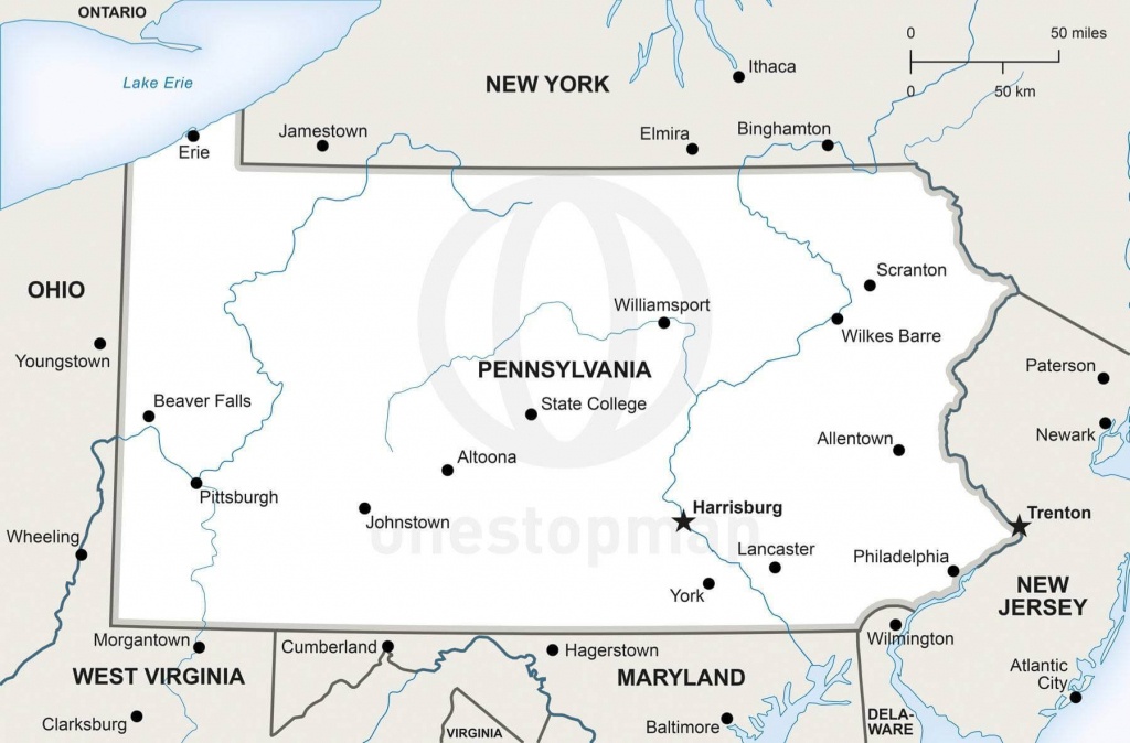 Vector Map Of Pennsylvania Political | One Stop Map - Printable Map Of Pennsylvania