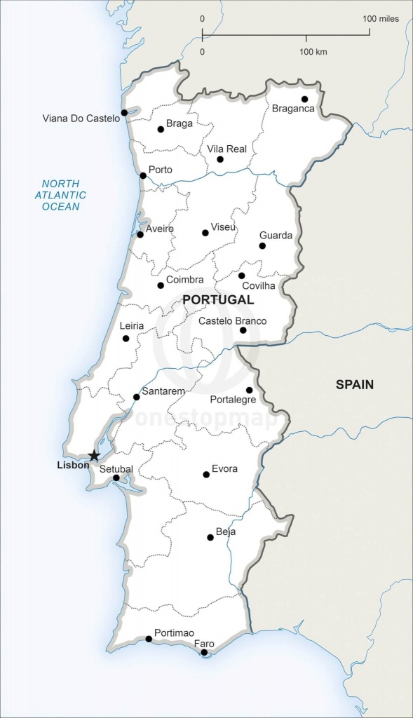 Vector Map Of Portugal Political | One Stop Map - Printable Map Of Portugal