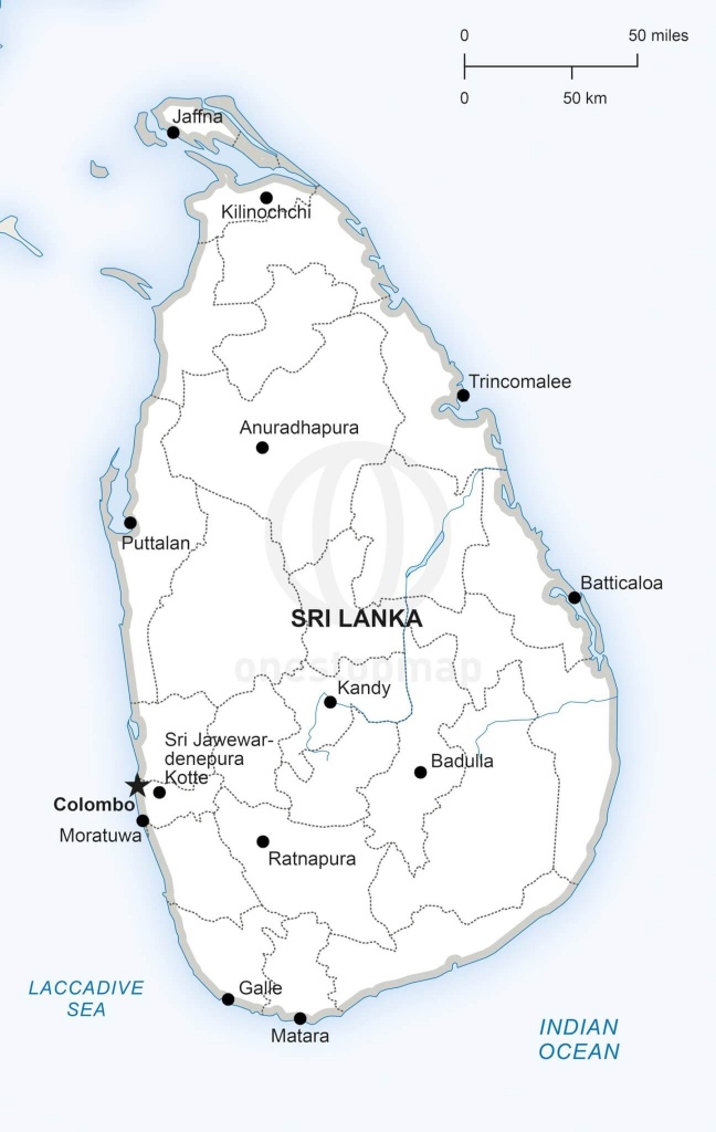 Vector Map Of Sri Lanka Political | One Stop Map - Printable Map Of Sri Lanka