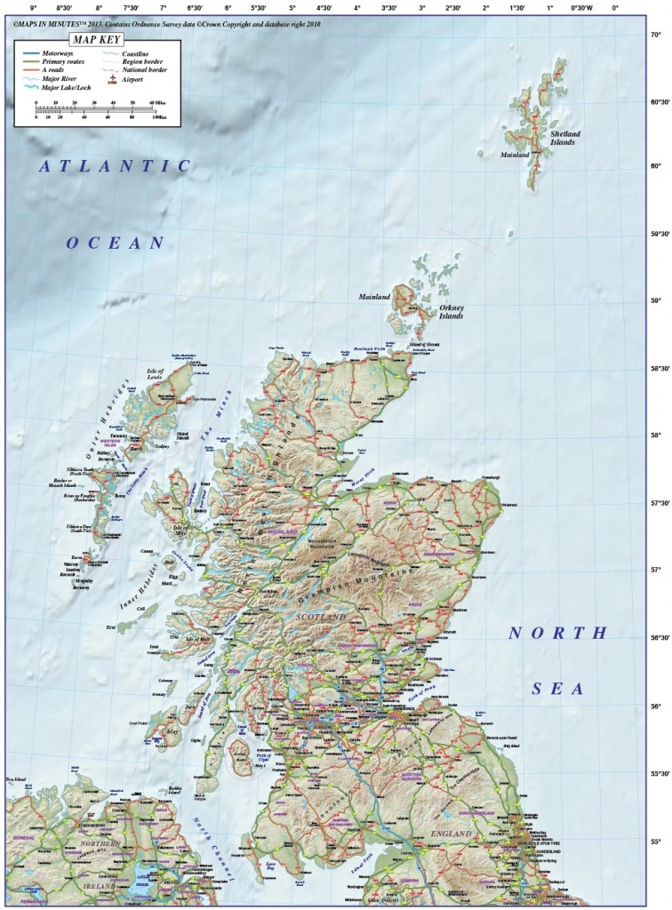Vector Scotland Regions Road Map With 600Dpi High Resolution Old - Printable Road Map Of Scotland