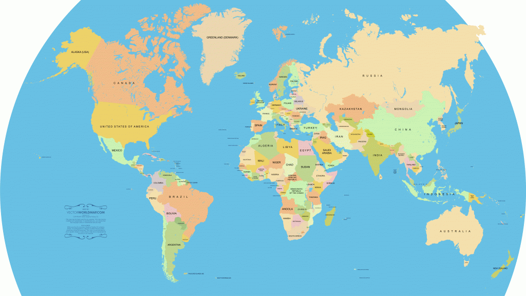 Vector World Map: A Free, Accurate World Map In Vector Format - Flat Map Of World Printable