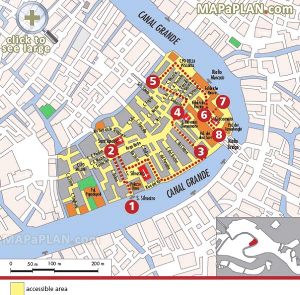 Venice Maps - Top Tourist Attractions - Free, Printable City Street Map - Venice Printable Tourist Map