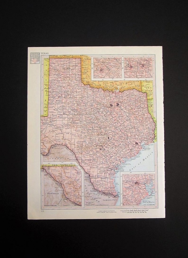 Vintage 1960 Texas Map / Map Wall Art / Office Decor / Texas | Etsy - Texas Map Wall Art