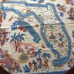Vintage Florida Souvenir Tableclothbelcrest   New Unused With   Vintage Florida Map Tablecloth