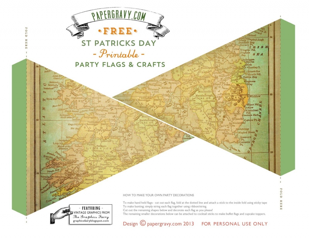 Vintage Printables - St. Patrick&amp;#039;s Day - Flags - Buntings - Stickers - Printable Map Banner