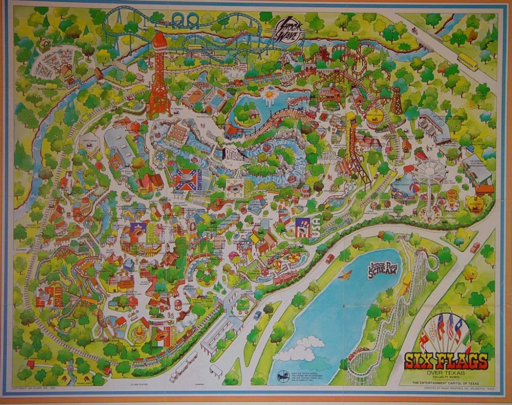 Vintage Six Flags Over Texas Park Map 1 10 | Sitedesignco - Six Flags Over Texas Map App