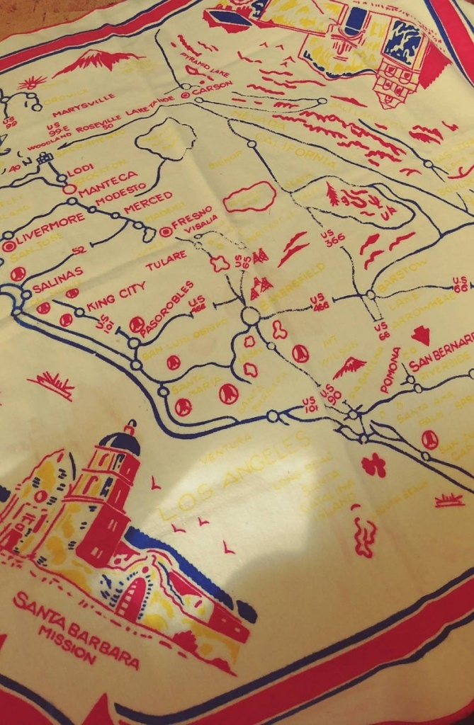 Vintage Soft Felt California Map Table Cloth | Etsy - Vintage California Map Tablecloth