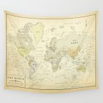 Vintage World Map Print Wall Tapestry   Vintage World Map Printable