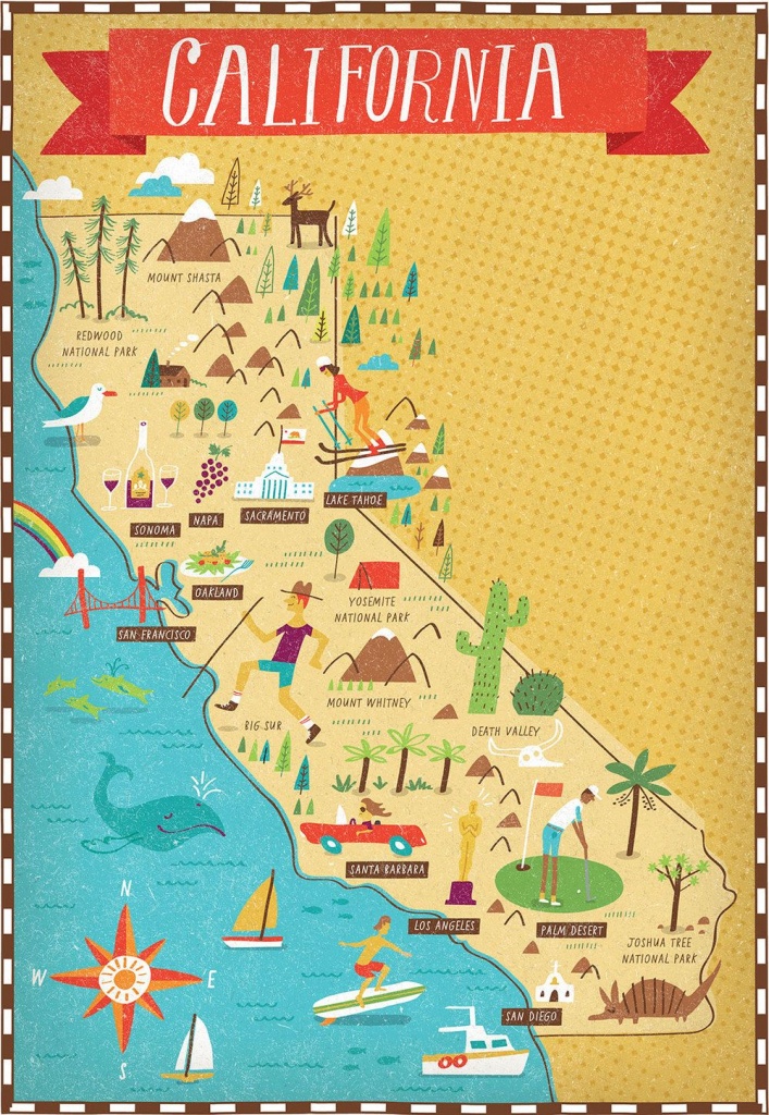 Waitrose Magazine | The Best Illustrated Maps | California Map, Map - Illustrated Map Of California