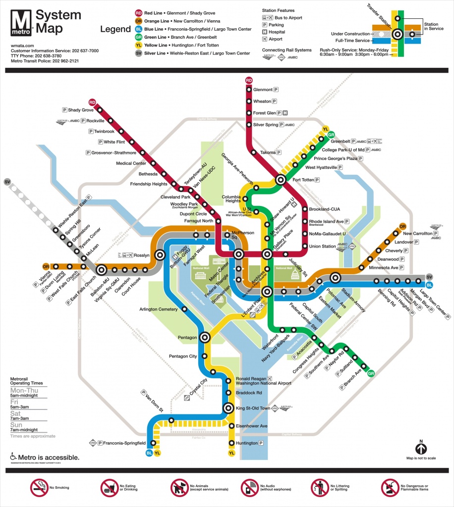 Washington, D.c. Metro Map - Printable Washington Dc Metro Map