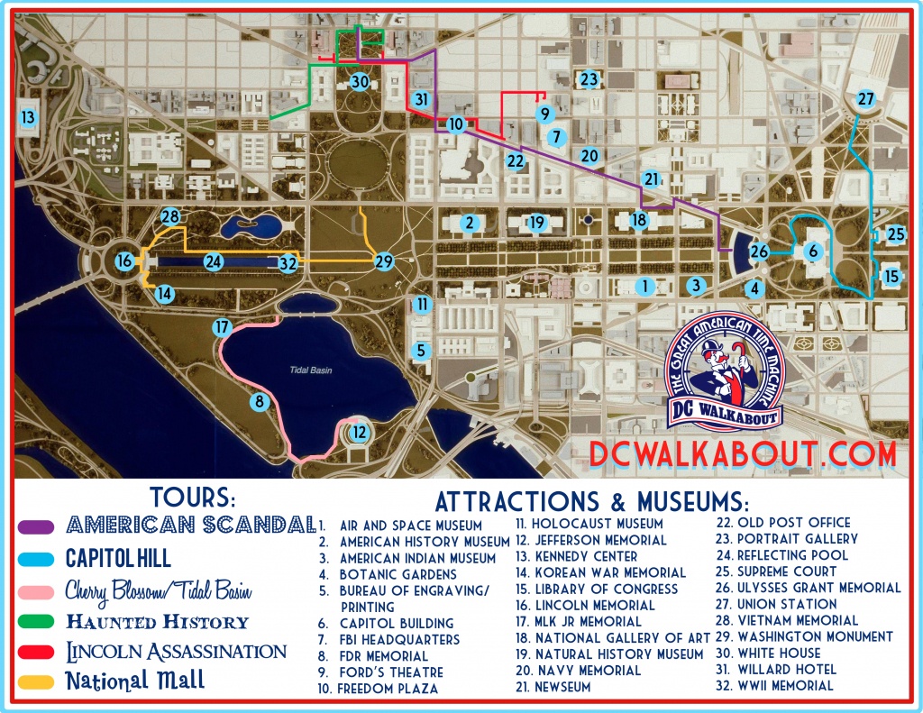 Washington Dc Tourist Map Tours Attractions Dc Walkabout Printable Walking Tour Map Of Washington Dc 