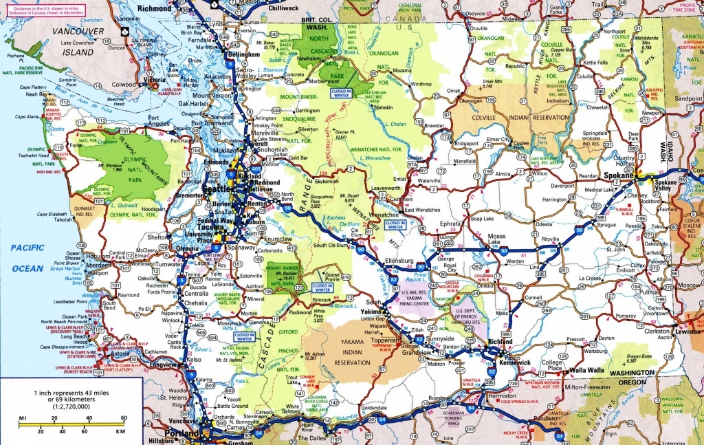 Washington Road Map - Free Printable Map Of Washington State