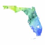 Watercolor Map Of Florida, In Blue And Green Paintingandrea Hill   Watercolor Florida Map