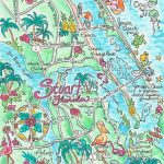 Watercolor Map Of Stuart Florida | Etsy   Map Showing Stuart Florida