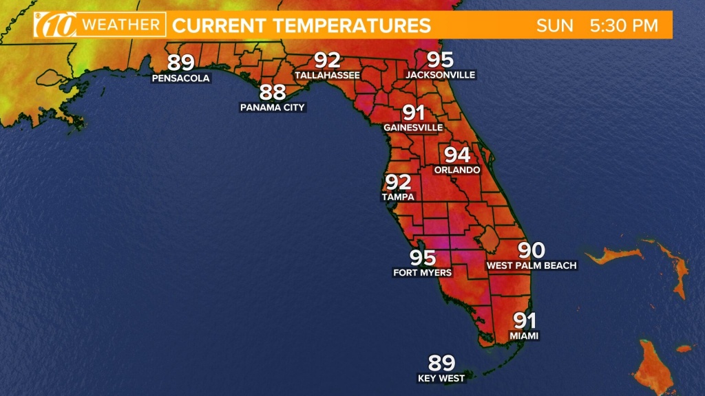 Weather Maps On 10News In Tampa Bay And Sarasota - Florida Weather Map Temperature