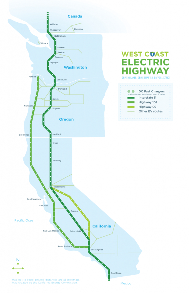 West Coast Green Highway: West Coast Electric Highway - Tesla Charging Stations Map California
