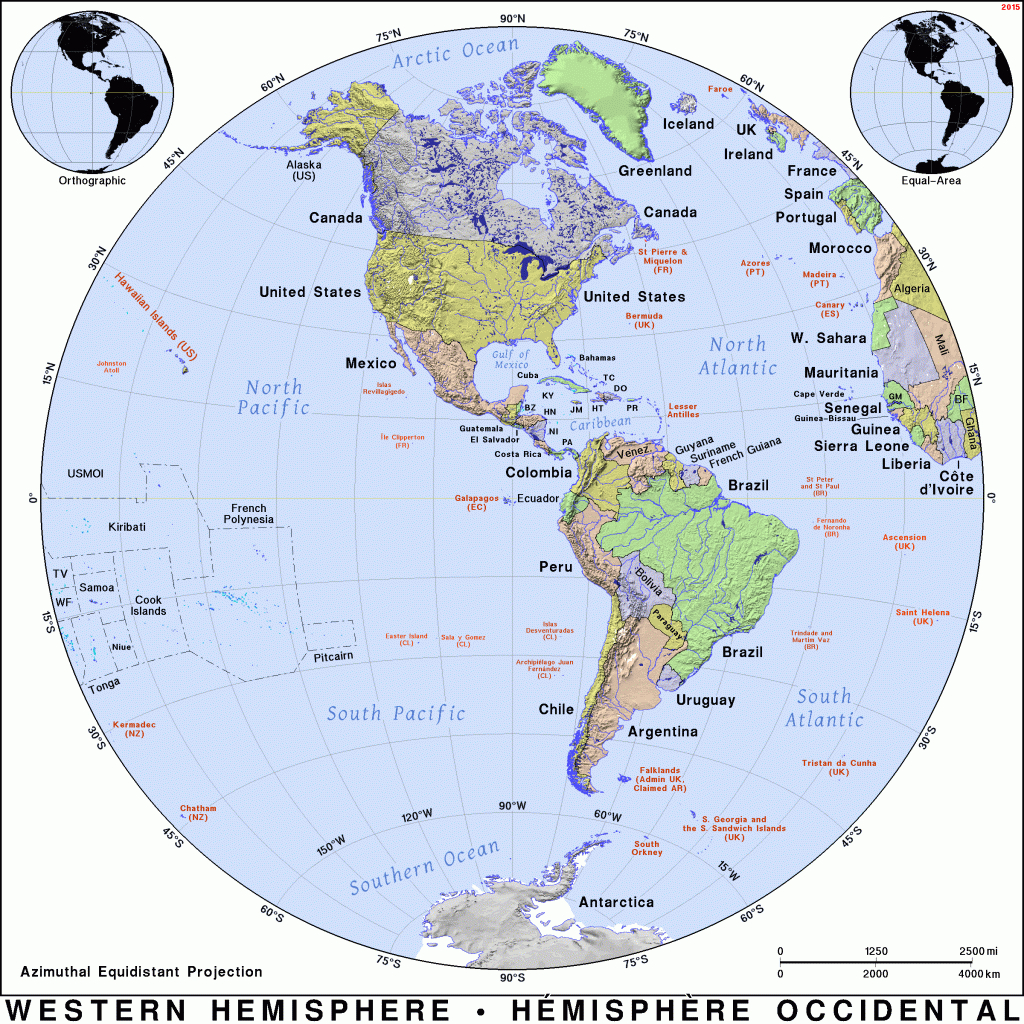 Western Hemisphere · Public Domain Mapspat, The Free, Open - Western Hemisphere Map Printable
