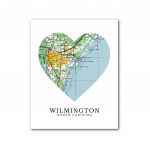 Wilmington Map Heart Print Wilmington Map Art Wilmington | Etsy   Printable Map Of Wilmington Nc