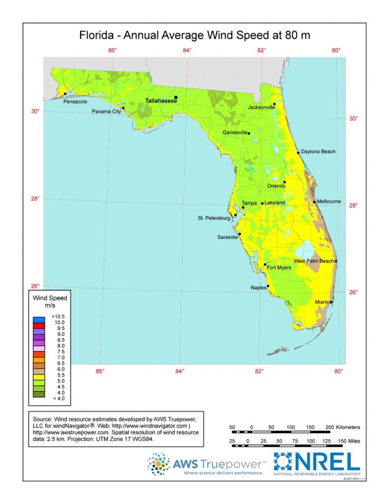 Windexchange: Florida 80-Meter Wind Resource Map - Florida Wind Speed Map