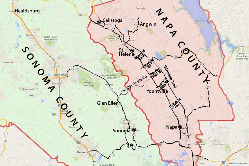 Wine Country Map: Sonoma And Napa Valley - Where Is Yountville California On The Map