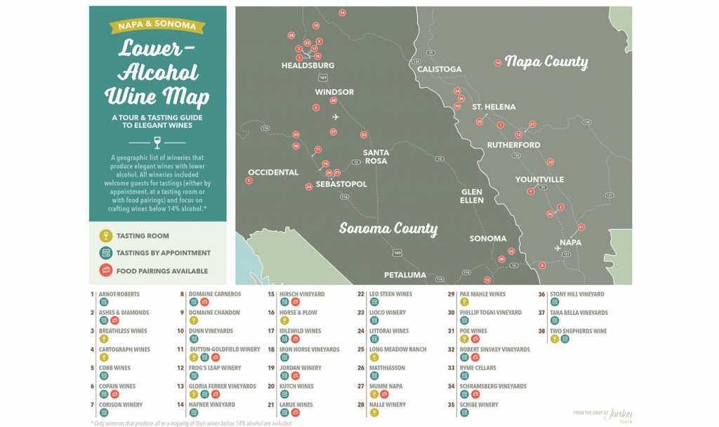 Wines With Low Alcohol In Napa And Sonoma | Winery Map - Florida Winery Map