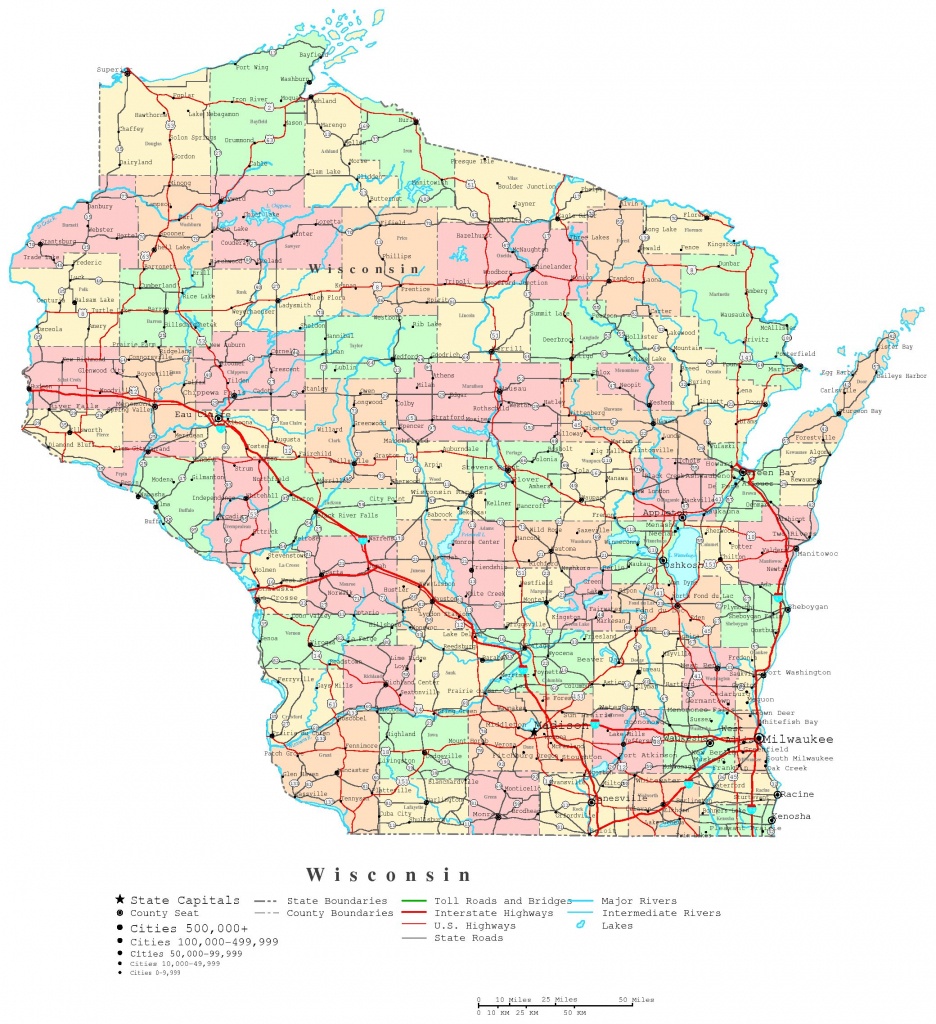 Wisconsin Printable Map - Printable Map Of Wisconsin