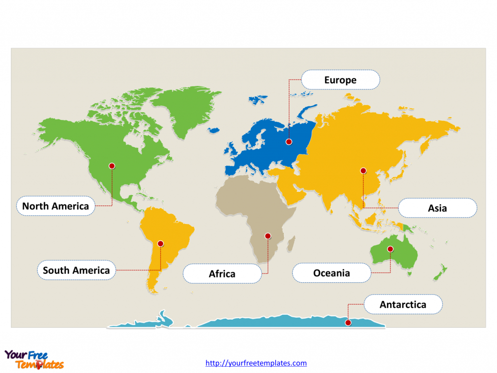 World Map With Continents - Free Powerpoint Templates - Seven Continents Map Printable