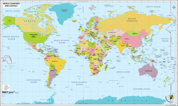 World Map With Capital Cities Printable