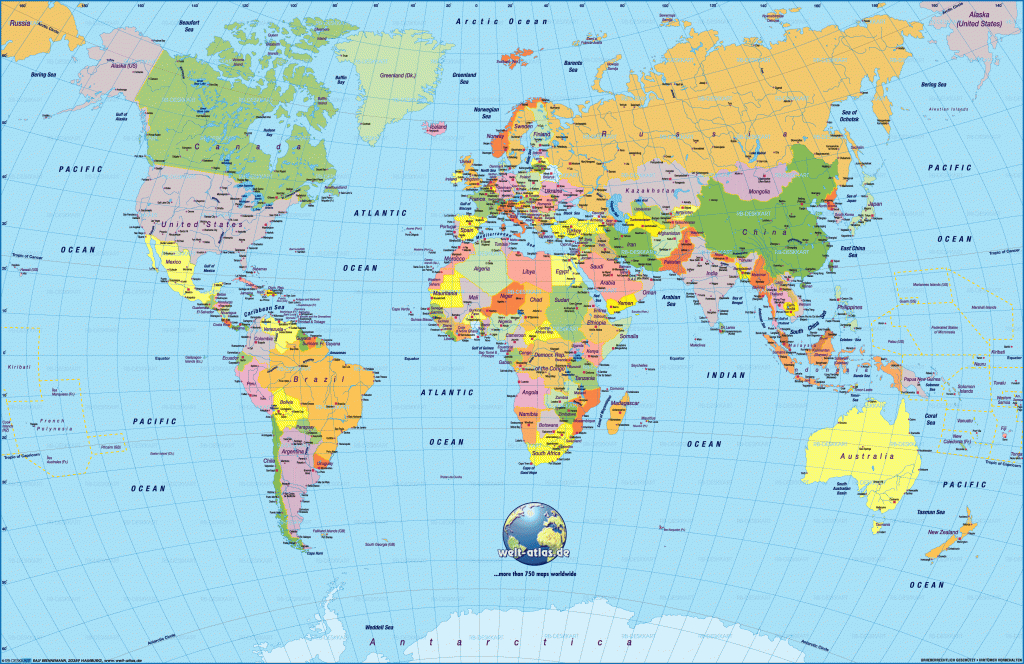 World Maps With Countries &amp;amp; Continent | Seven Continents Labeled - Free Printable World Map With Countries Labeled
