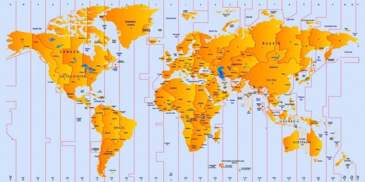World Map Time Zones Printable Pdf