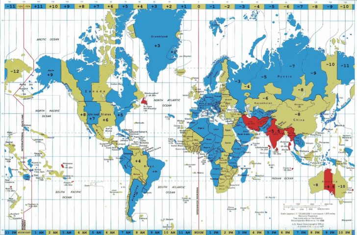 Printable World Time Zone Map
