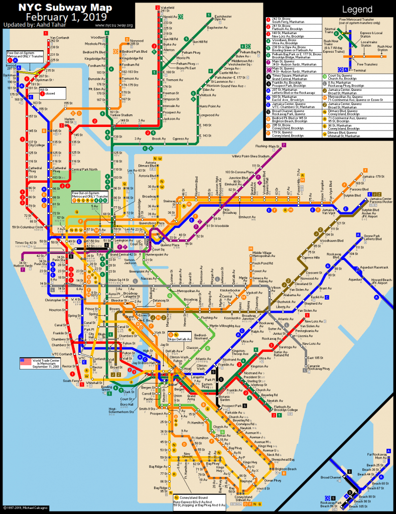 Www.nycsubway: New York City Subway Route Mapmichael Calcagno - Printable New York Subway Map