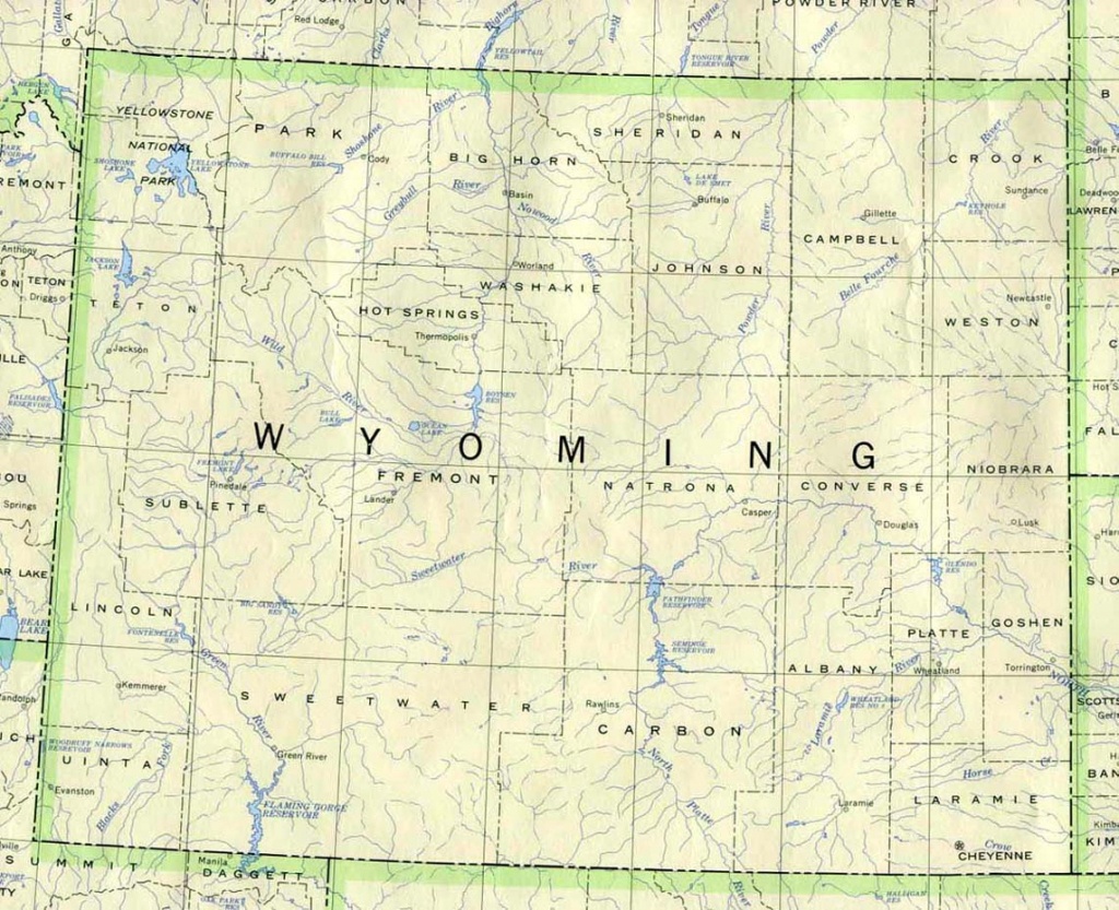 Wyoming Printable Map - Printable Road Map Of Wyoming