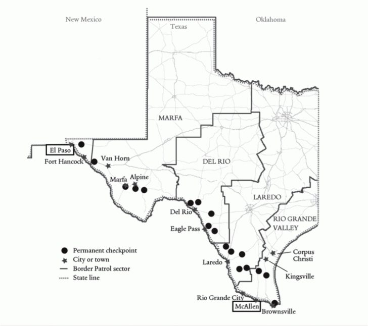 Border Patrol Checkpoints Map Texas