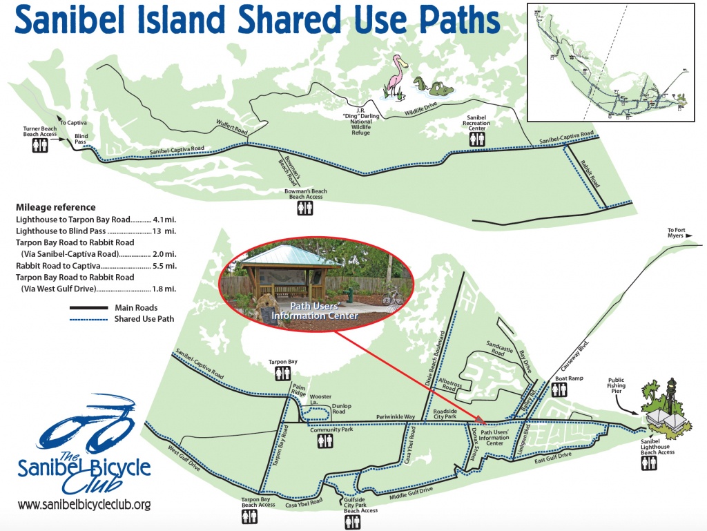 Your Guide To Sanibel Biking - Road Map Of Sanibel Island Florida