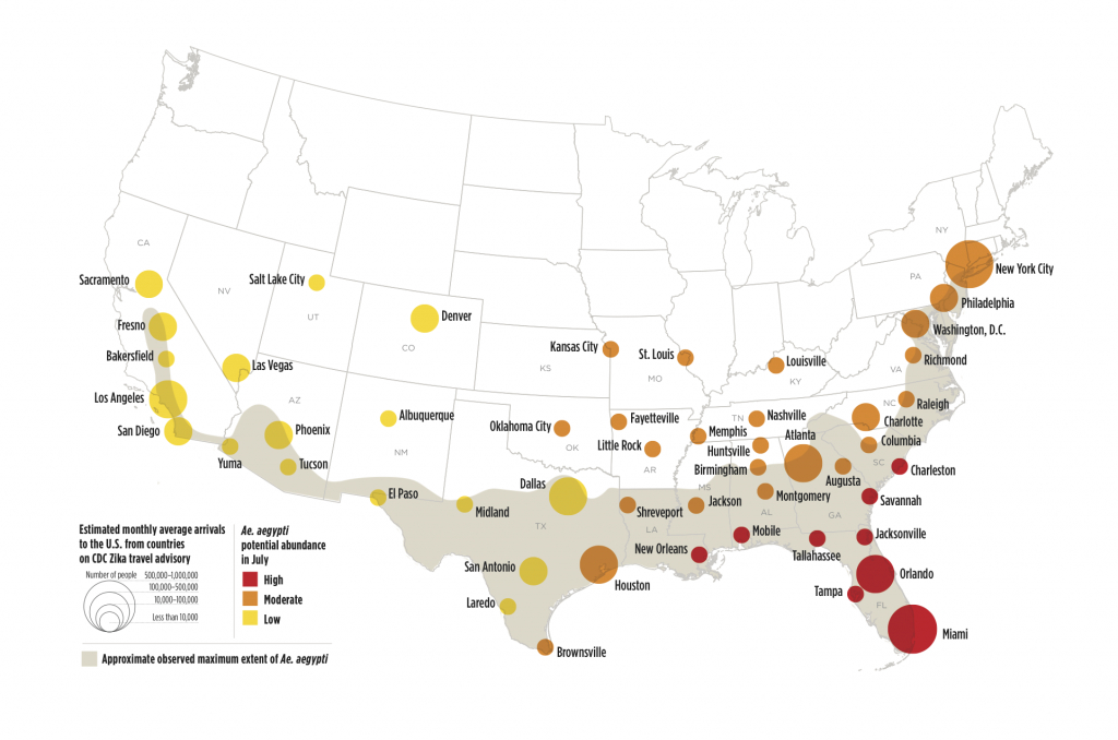 Zika Virus May Affect 50 U.s. Cities | Earth | Earthsky - Zika Florida Map